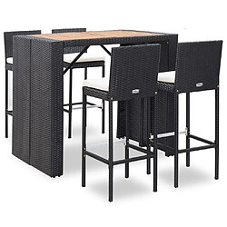 Maison Chic Ensemble de bar 5 pcs,Mobilier d'extérieur,table de bar et chaises Résine tressée et bois d'acacia Noir -GKD477403