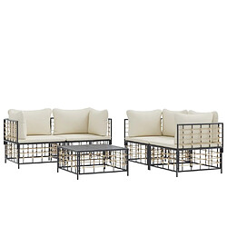 Avis Maison Chic Salon de jardin 5 pcs + coussins - Mobilier/Meubles de jardin - Table et chaises d'extérieur anthracite résine tressée -MN33878