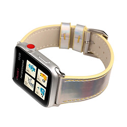 Wewoo Bande de montre-bracelet en cuir véritable de la série Fashion Laser pour Apple Watch séries 3 & 2 & 1 38mm jaune pas cher