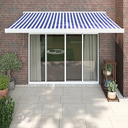 Maison Chic Store banne | Auvent rétractable de porte | Marquise Brise-soleil bleu et blanc 3x2,5 m tissu et aluminium -GKD15255