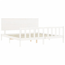 Maison Chic Lit adulte - Cadre Structure de lit avec tête de lit Contemporain blanc 200x200 cm bois massif -MN62121 pas cher