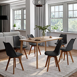 Idmarket 6 chaises noires pieds foncés Lot de 6 chaises scandinaves SARA noires pieds foncés pour salle à manger