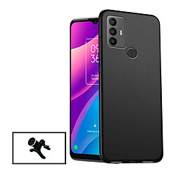 PHONECARE Kit Support Magnétique Renforcé de Voiture + Coque Silicone Liquide pour TCL 30 SE - Noir