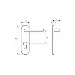 Fth Thirard Ensemble sur plaque pour serrure de chaufferie béquille double CAR9 097101