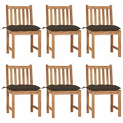 Maison Chic Lot de 6 Chaises de jardin avec coussins | Fauteuil chaises d'extérieur Bois de teck massif -GKD19590