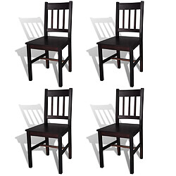 Maison Chic Lot de 4 Chaises à manger,Chaise pour cuisine marron foncé pinède -MN33055