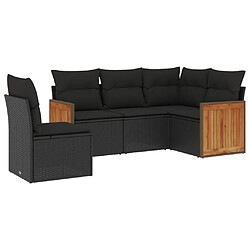 Maison Chic Ensemble de 5 Tables et chaises d'extérieur avec coussins,Salon de jardin noir résine tressée -GKD222193