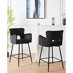 Beliani Lot de 2 chaises de bar SANILAC Velours Noir