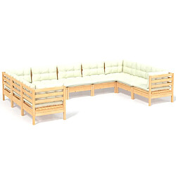 Maison Chic Salon de jardin 9 pcs + coussins - Mobilier/Meubles de jardin - Table et chaises d'extérieur crème Bois de pin -MN88150