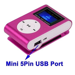 Wewoo Lecteur MP3 Magenta de carte TF Micro SD MP3 avec écran LCD, clip en métal pas cher