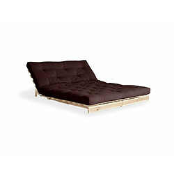 Inside 75 Canapé convertible futon ROOTS pin naturel coloris marron couchage 160x200 cm