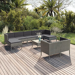 Maison Chic Salon de jardin 10 pcs + coussins - Mobilier/Meubles de jardin - Table et chaises d'extérieur Résine tressée Gris -MN85834