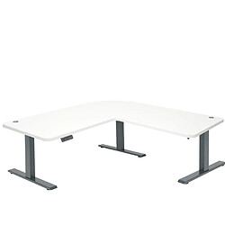 Decoshop26 Bureau d'angle table d'ordinateur réglable en hauteur électriquement 178 x 178 cm HDF blanc gris anthracite 04_0006023