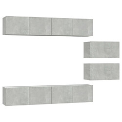 Maison Chic Ensemble de meubles TV 6 pcs | Banc TV Moderne pour salon | Meuble de Rangement - Gris béton Bois d'ingénierie -MN86886