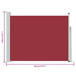 vidaXL Auvent latéral rétractable de patio 140x500 cm Rouge pas cher