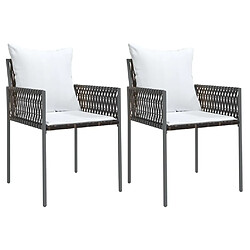 Maison Chic Lot de 2 Chaises de jardin,Fauteuil d'extérieur et coussins marron 54x61x83 cm rotin -MN69418