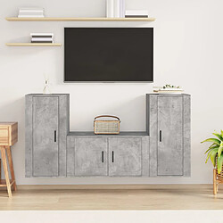 vidaXL Ensemble de meubles TV 3 pcs Gris béton Bois d'ingénierie