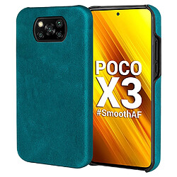 Coque en TPU + PU anti-rayures, antichoc cyan pour votre Xiaomi Poco X3/Poco X3 NFC/Poco X3 Pro