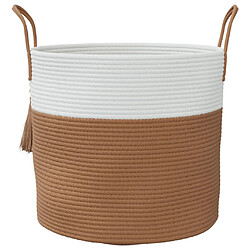 Avis vidaXL Panier de rangement marron et blanc Ø40x35 cm coton