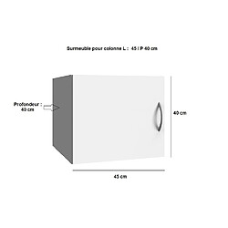 Inside 75 Surmeuble colonne de rangement LUND blanc mat 45 x 40 cm profondeur