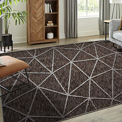 Thedecofactory MEDIA TRIANGLES - Tapis en polypropylène et coton motif triangles brun 160x230 pas cher