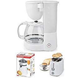 NEDIS Cafetière Machine à café Electrique Blanche 1.25L 750W + Grille-pain Blanc 2 Fentes 700W + Presse fruit Blanc Pack déjeuner pas cher