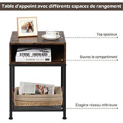 Avis Helloshop26 Table de chevet industrielle avec 1 étagère et 1 compartiment ouvert marron+noir 20_0009399