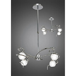 Luminaire Center Suspension Dali Convertible Semi Plafonnier télescopique 4 Ampoules G9, chrome poli