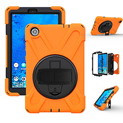 Coque en TPU + Silicone avec béquille pivotante à 360° et bandoulière orange pour votre Lenovo Tab M8 8 TB-8505F/8505X