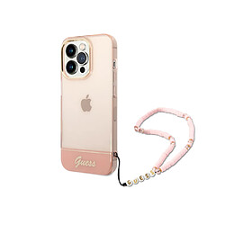 Guess Maroquinerie Guess Coque pour Apple iPhone 14 Pro Max Colors avec lanière perlée Rose