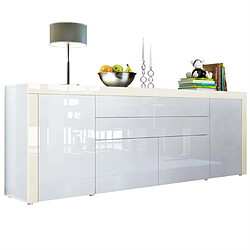 Mpc Buffet Blanc Et Crème Haute Brillance (lxhxp): 200 X 72 X 35