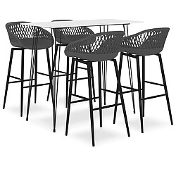 vidaXL Ensemble de bar 5 pcs Blanc et gris