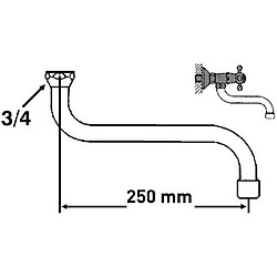 Sanitop-Wingenroth S de bec pour piles murale 250mm, 1pièce, en métal chromé, 231121