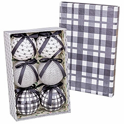 BigBuy Christmas Boules de Noël Blanc Gris Papier Polyfoam 7,5 x 7,5 x 7,5 cm (6 Unités)