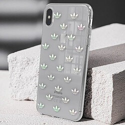 Avis Adidas Coque Silicone pour iPhone XS Max Imprimé Trèfle Irisé Bords Surélevés Transparent