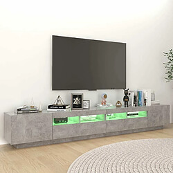 Maison Chic Meubles TV avec lumières LED - Banc TV pour salon Gris béton 260x35x40 cm -MN57884 pas cher