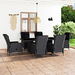 Maison Chic Mobilier à dîner 7 pcs et coussins- Ensemble table et chaises d'extérieur - Salon/Mobilier de jardin classique Résine tressée Gris foncé -MN57078