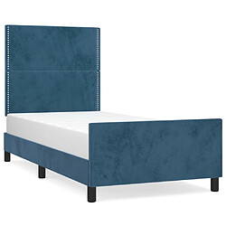 Maison Chic Lit adulte - Cadre Structure de lit avec tête de lit Contemporain Bleu foncé 90x200 cm Velours -MN67057