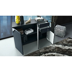 Acheter Mpc Commode Moderne Laquée Corps Blanc Façade Noir (hxlxp) : 74 x 117 x 36