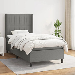 Maison Chic Lit Adulte - Lit simple Lit à sommier tapissier et matelas moelleux - Meuble de Chambre - Gris foncé 90x190 cm Tissu -MN63128