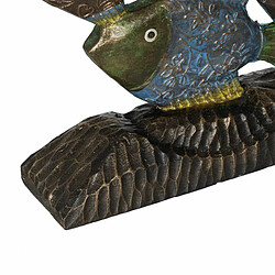 BigBuy Home Figurine Décorative Bleu Marron Vert Poissons 60 x 11,5 x 52 cm pas cher