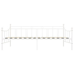 Avis vidaXL Cadre de lit de jour sans matelas blanc métal 90x200 cm