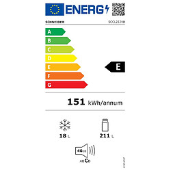 Réfrigérateur 1 porte 55cm 229l e statique noir - SCCL222VB - SCHNEIDER