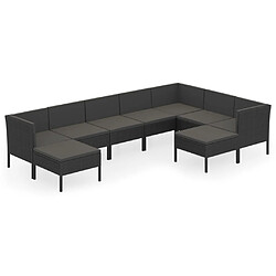 vidaXL Salon de jardin 9 pcs avec coussins Résine tressée Noir