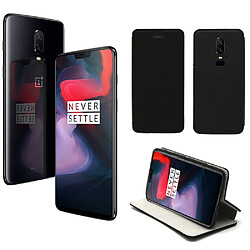 One Plus 6 4G : Etui noir Slim Style Cuir avec stand - Housse noire coque anti choc de protection smartphone pour OnePlus 6 smartphone 2018 - Accessoires pochette case XEPTIO