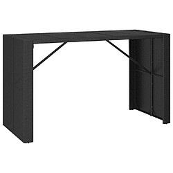 vidaXL Table de bar et dessus en verre noir 185x80x110 cm poly rotin