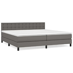 Maison Chic Lit Adulte - Lit simple Lit à sommier tapissier avec matelas moelleux - Meuble de Chambre - Gris 200x200 cm Similicuir -MN40216