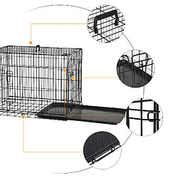 Acheter Pawhut Cage caisse de transport pliante pour chien en métal noir 91 x 61 x 67 cm