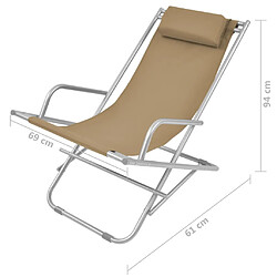 vidaXL Chaises inclinables de terrasse lot de2 Acier Taupe pas cher