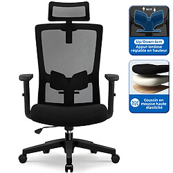 Lexzurn Fauteuil de Bureau Ergonomique et Pliable,Dossier et Assise Haute avec Roulettes Silencieuses Charge 150KG